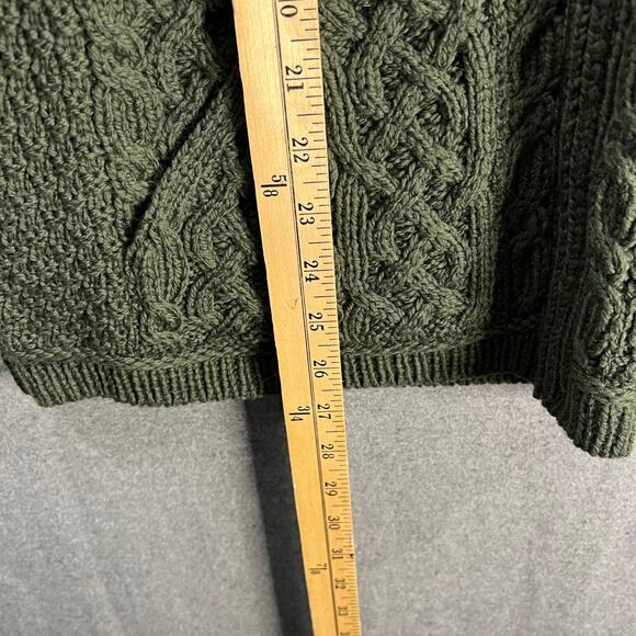 Aran Craft Merino Wool Zip-Front Cardigan Cardi Green Size Medium - Picture 11 of 12